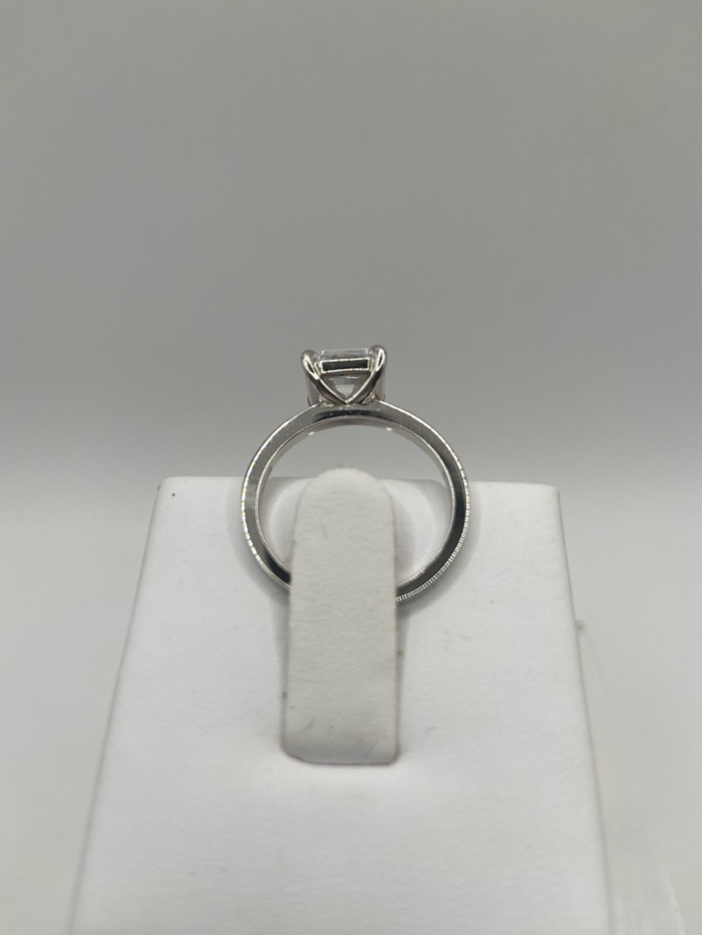 Sterling Silver 925 Asscher Cut Simulated Diamond Solitaire Ring Size 7 1/2 - Picture 5 of 9